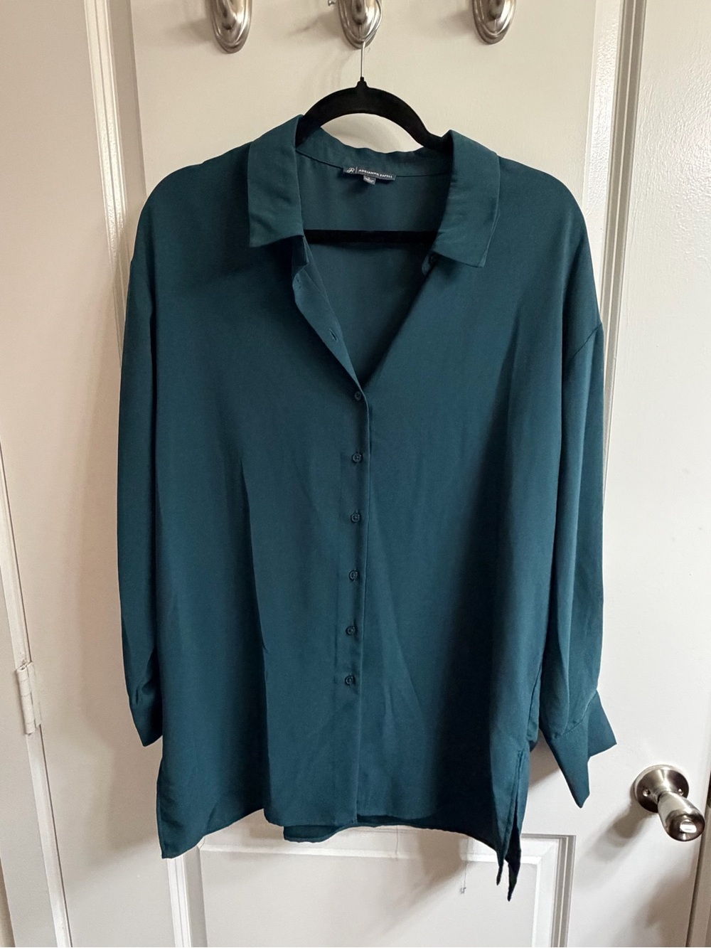 Adrianna Papell Teal Button-Front Blouse